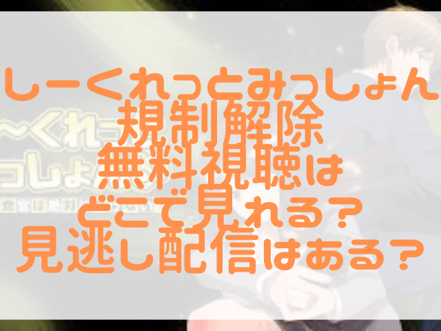 しーくれっとみっしょん規制解除無料視聴はどこで見れる？見逃し配信はある？